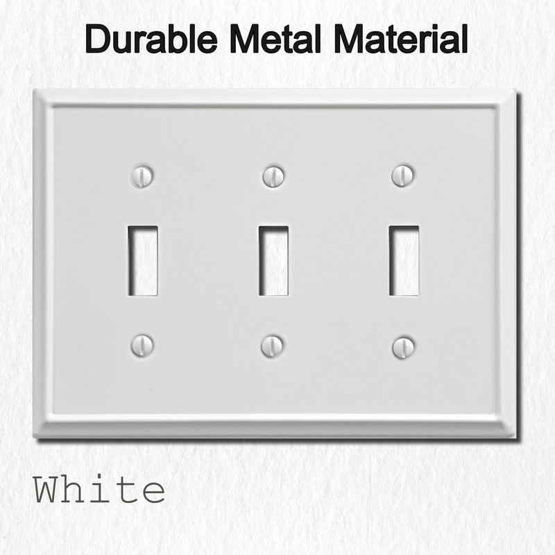 OKAWYC Triple Toggle Light Switch Cover Aria Metal Wall Plate,