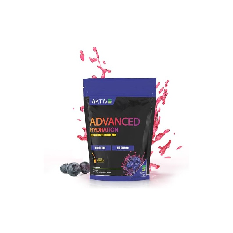 Aktive Supplements Advanced Hydration Electrolyte Drink Mix, Blueberry Flavor, Sugar-Free,