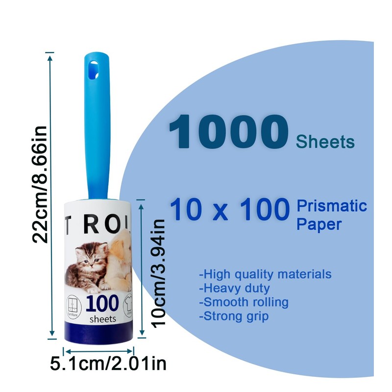 Extra Sticky Lint Roller Mega Value Set 1000 Sheets, 10
