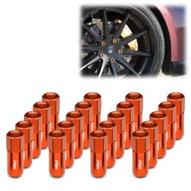 Orange 20 PCS M12x1.25 Lug Nuts 60mm Extended Tuner Aluminum Wheels Rims Cap WN02