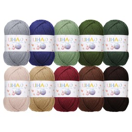 LIHAO Estambres para tejer de 10 Colores Hilos Algodoneros Decagramo per Color Colores Super Aptan para Invierno