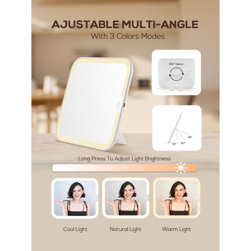 OMIRO Makeup Case, Makeup Bag with Light Up Mirror Set,