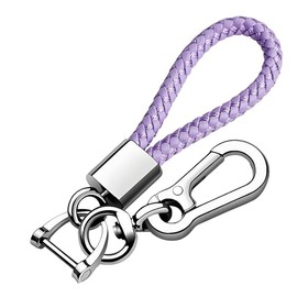 Tukellen for Leather weave keychain suit for car keychain keyring Present for Man and Woman，Durable and comfortable, Purple, keychain