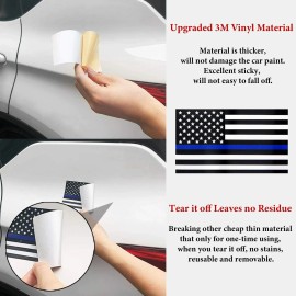 BONISON 4x American Flag Sticker Decal Blue Line  3x5" Subdued US Flag Car Truck Sticker