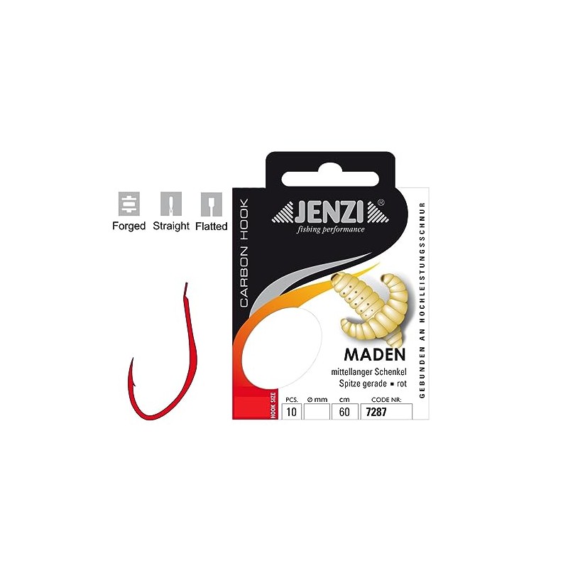 Set: 2 packs of tied maggot hooks by Jenzi, (20