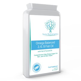 Omega Balanced 3, 6 & 9 Fish Oil 1000mg, 90 Capsules - High Strength EPA & DHA Formula derived from Fish & Flaxseed Oil with Added Vitamin E in Easy to Swallow Soft Gel Capsules