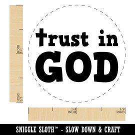 Trust in God Stylized with Cross Christian Self-Inking Rubber Stamp Ink Stamper for Stamping Crafting Planners - 1/2 Inch Mini - Blue Ink