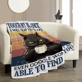 Funny Throw Blanket for Women, Cat Lover Blanket, Gift Idea for Her, Unique Birthday Gifts for Women Who Have Everything, Funny Cat Blanket 50" x 60"