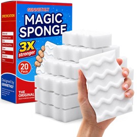 3X Density Magic Sponge Eraser, 20 Pack Melamine Sponge Cleaning Eraser Bulk, White Foam Magic Clean, Household Cleaning Sponges mr for Kitchen, Bathroom, Bathtub, Sink, Shoes & Wall Cleaner