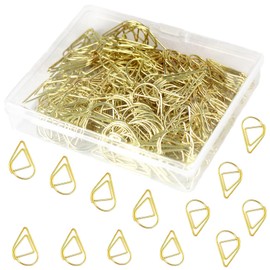 150 Pcs Small Gold Paper Clips Cute Paperclips Decorative Waterdrop Clips Basic Office Supplies for Photo Wedding Invitations