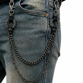 Miglaja Wallet Chain -Chains for Pants Jeans Purse Bag, Punk Gothic Style，Suitable for Parties/Stage Performances/Everyday Wear, emo Y2K Goth Accessories (Thorn Circle)