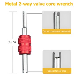 Osilly 3PCS Car Tire Valve Stem Tools, Single Dual Head Vehicle A/C Valve Core Remover Puller, 4 Way Auto Air Conditioning Line Repair Tyre Wrench Tool, Universal for Bicycle RV Truck (Red)