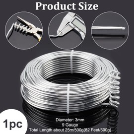 nbeads 1 Roll 25 m 3 mm Aluminium Craft Wire Silver for Jewellery Making DIY Manual Arts and Crafts