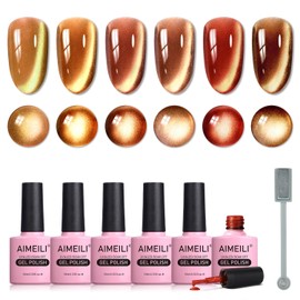 AIMEILI Cat Eye Gel Nail Polish U V LED Hema Free Cruelty Free Vegan Gel Polish Colors for Nail Art Kit Set Of 6pcs X 10ml - Kit Set 68