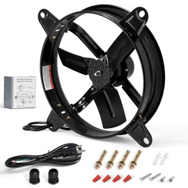 Hipoilk Gable Vent Attic Fan with Adjustable Thermostat, Powerful 20 Inch Exhaust Fan for Attic, Shed, Garage, Greenhouse Ventilation, 3127 CFM, 1080 RPM, Black