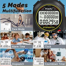 FCXJTU Sports Stopwatch Timer, 10Lap/Split Memory Digital Stop Watch Black