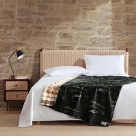 Eddie Bauer - Blanket, Ultra-Soft Reversible Throw Blanket for Couch or Bed, Plush & Oversized Bedding (Flying Fish Trailhead Plaid Green, 60" x 70")