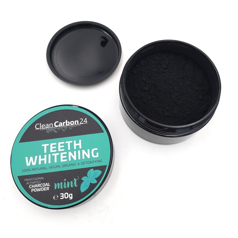 CleanCarbon24 Activated Carbon Teeth Whitening Powder Mint, 100% Natural, Vegan,