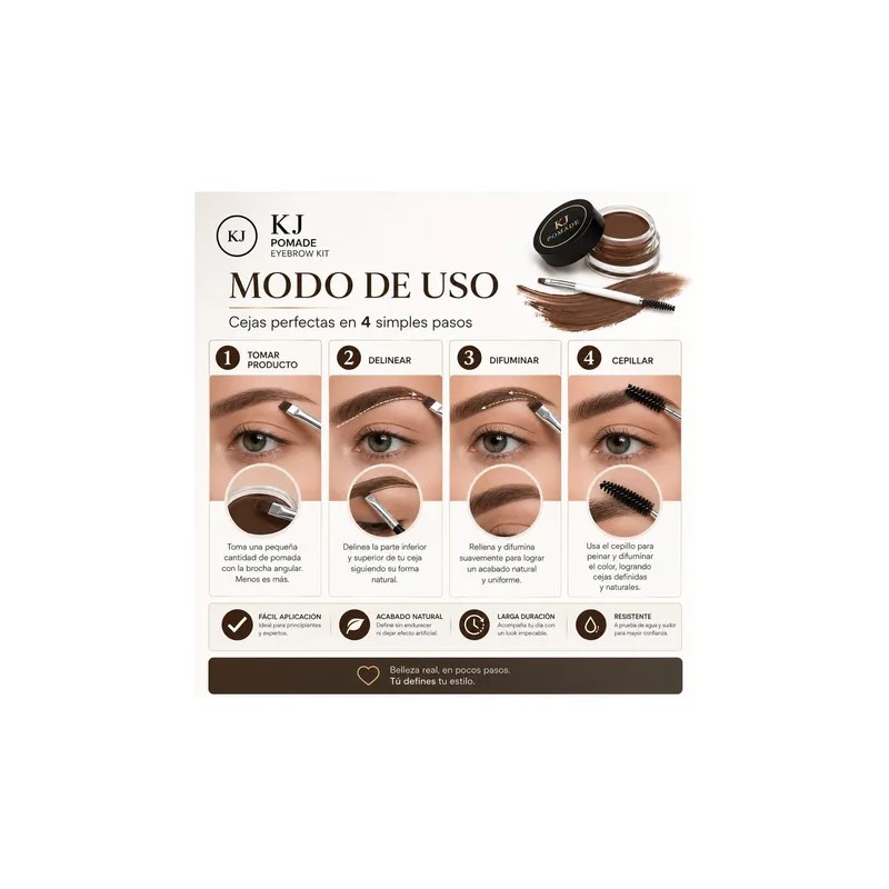 Kit Pomada Para Ceja Café Waterproof Larga Duración | Brocha