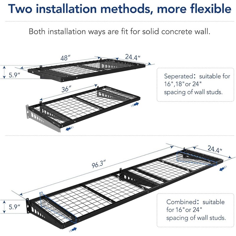 FLEXIMOUNTS 2 Pack 2x4ft Garage Storage 24x48 inch Bike Wall