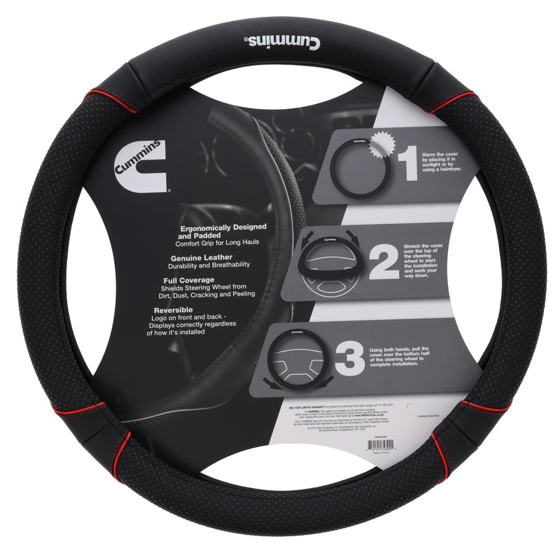 Cummins CMN35392 Navigator 18-Inch Steering Wheel Cover Leather Semi Truck