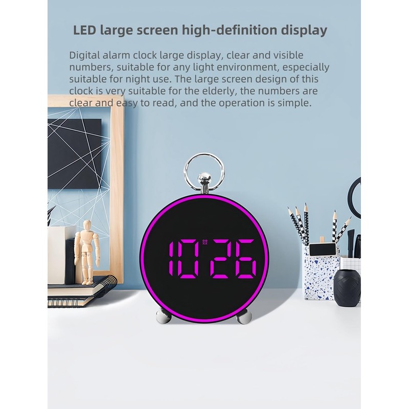YHFITN LED Digital Alarm Clock with Date, Temperature, Snooze Function,