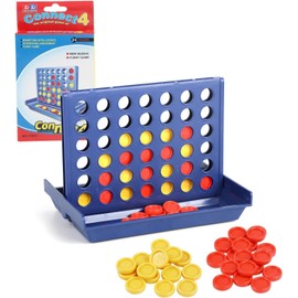DERAYEE 4 wins, travel and pocket games, board game, four wins game for children, 2 players from 6 years (blue)