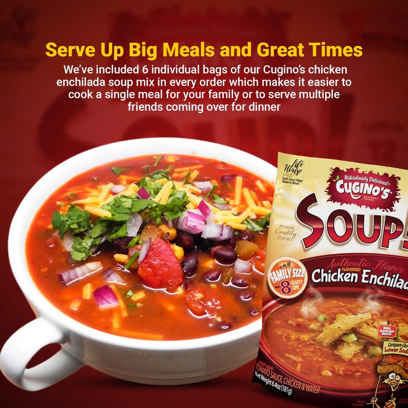 Cugino's Chicken Enchilada Soup Mix, 6 Pack, Homemade Southwest Gourmet