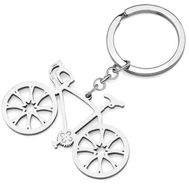 DOWAY Cute Road Bike Key Chain Motorcycle Bicycle Jewelry Gifts for Women Girls Bicycle Enthusiast Car Key Accessories Charms, Silver Plated Road Bike
