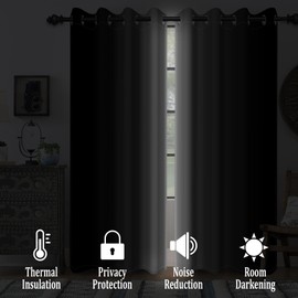 Renaiss Black Grey Ombre Blackout Curtains for Bedroom Grey Gradient Window Curtain Insulated Thermal Window Drapes for Living Room Decor Darkening Curtains 2 Panels Set, 42x84 Inch