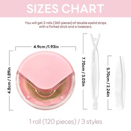 360 Pieces Invisible Double Eyelid Tape 3 Rolls Mixed Size Eyelid Lifter Strips Breathable Self-Adhesive Eyeshadow Makeup Tape for Eye Contour Natural Lid Stickers Big Eye Decoration
