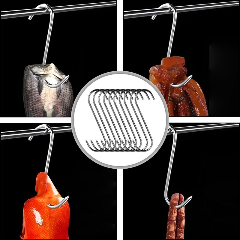 ZXNJA Pack of 20 Meat Hooks, S Hooks, Butcher Hooks,