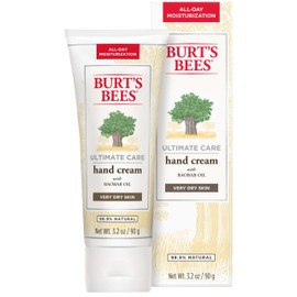 Burt's Bees Hand Cream for Dry Skin, Moisturizing Natural Lotion, Unscented, Ultimate Care with Baboab Oil (Packaging May Vary), 3.2 Oz
