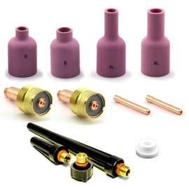 WeldingCity 12-pcs TIG Welding Torch Accessory Kit (1/16") Collet-LARGE Gas Lens-Ceramic Cup (Reg. & Long)-Gasket-Back Cap for Torch 17, 18 and 26 Weldcraft Miller Lincoln Hobart ESAB AHP (T17B)
