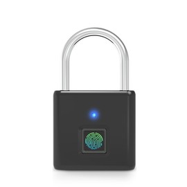 Fingerprint Padlock 0.5s Quick Unlocking 2000N Tension Strength Smart Padlock for Dorm Luggage Black