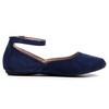 VenusCelia Zapato plano Serenity Strap para mujer, Azul Marino Gamuza,