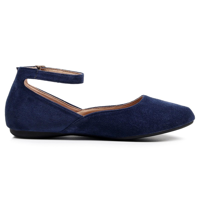 VenusCelia Zapato plano Serenity Strap para mujer, Azul Marino Gamuza,