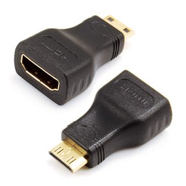 VMOJO 2 x Mini HDMI Male to HDMI Female Adapter | HDMI C-Type to HDMI A-Type Adapter | HDMI Standard 2.0, Notebook/DV/Camera Converter Adapter up to 2160/1080 Full HD Gold-Plated Contacts