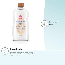 Johnson's Baby Oil with Shea & Cocoa Butter, 20 fl. oz - Prevents Moisture Loss