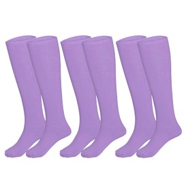 Topbuti 3 Pairs Cotton Knee High Tube Socks School Uniform Athletic Sports Baseball Soccer Socks for Girls and Boys (Light Purple)