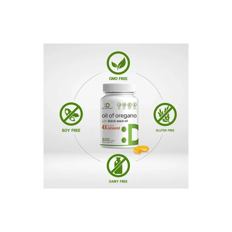 Aceite De Oregano Con Aceite De Semilla Negra 300 Capsulas