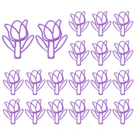 PATIKIL Cute Paper Clip, 20Pcs Tulip Shape Paper Clip Metal Funny Bookmarks Planner Clips Clamp for Home Office Supplies Desk File Organization Wedding Decoration, Purple