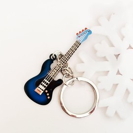 Pouoir guitar keychain for Men Mini Cute Bass Key Chain Ring for Kids High-end Car Keyring Electric Guitar Key Holder