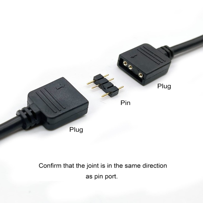 Jstincal (3-Pack) ARGB Extension Cable, 5V 3-Pin Addressable RGB Cable,