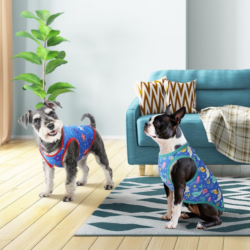 Vehomy 4-Pack Dog Summer Shirt Soft Cotton Cat Sleeveless Shirts