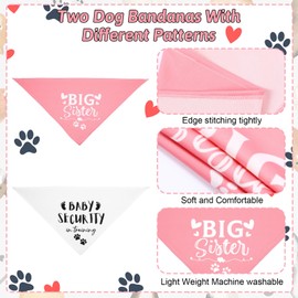 Heclia 2 Pcs Baby Security in Training Big Sister Dog Bandanas Pet Scarf Scarf Accessories Props Decorations for Medium and Large Dogs Pregnancy Announcement Pet Accessories Gift for Dog Lovers Party