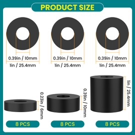 DALQUIS 24Pcs 3 Sizes Multi-Purpose Rubber Spacers Kit, 1 Inch OD Anti-Vibration Bushings Spacers Washers for Cars, Motors, Home