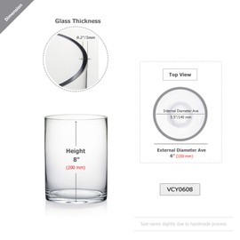 WGV Quality Thick Cylinder Vase, Width 6", Height 8", Clear Glass Container Terrarium Candle Holder for Wedding Centerpiece, Event, Home Decor, 1 Piece