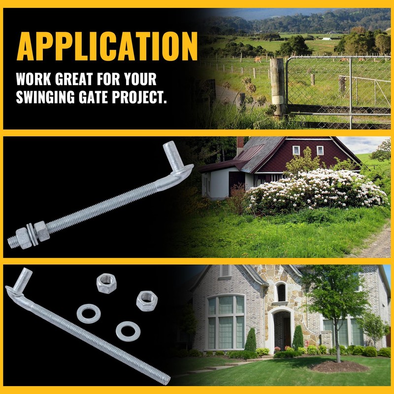 VIVIDA 10" J Bolt Gate Hinge 4 Pack, Chain Link