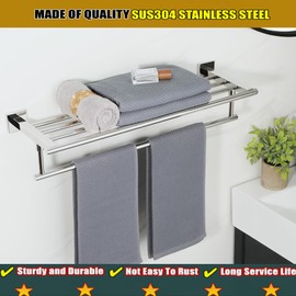 Alise 24 Inch Towel Racks for Bathroom, Towel Rack Wall Mounted with Tower Bars, SUS 304 Stainless Steel Bathroom Shelf, Heavy Duty Hand Towel Holder (Polished Chrome